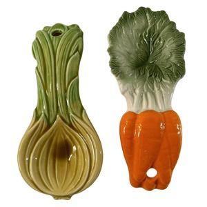 VTG 1950's Carrot & Onion Shaped Spoon Rest w/ Wall Hanging Hole Made In Japan